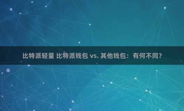 比特派轻量 比特派钱包 vs. 其他钱包：有何不同？